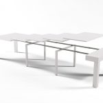 Wizualizacja stołu rozkładanego w kolorze białym na stelarzu